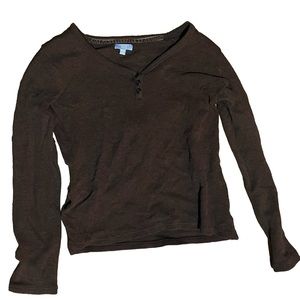 Denver Hayes brown 1/4 button up long sleeve, size s